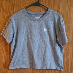 Gray Short Sleeve T-Shirt Boxy Semi Cropped